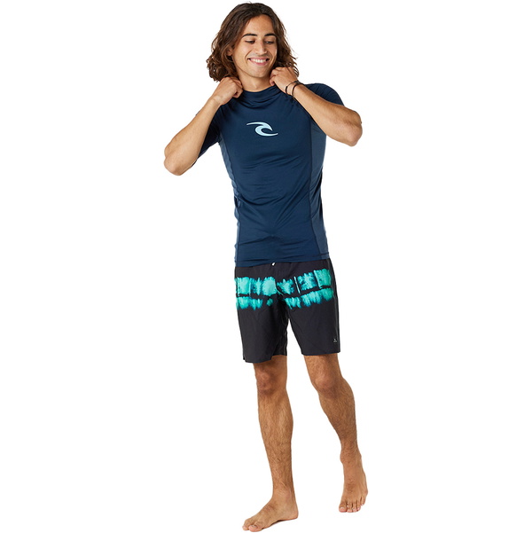 2024 Rip Curl Männer Waves UPF Performance Kurzärmelige Lycra-Weste 142MRV - Dark Navy